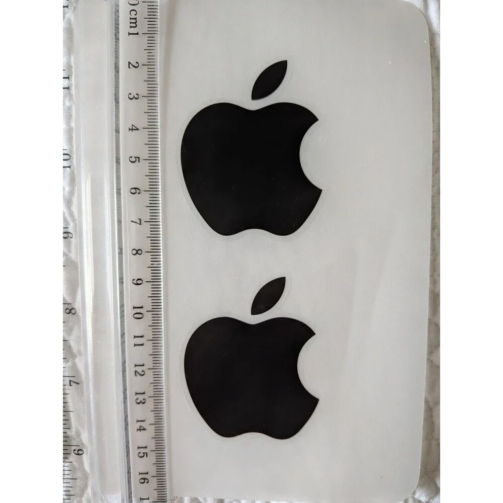 Apple Logo Sticker, OEM, Black 1.75x2 inches, Sheet of 2